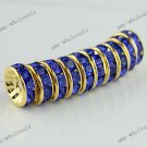 100x Blue Crystal Spacer Gold Loose Beads Finding 10mm