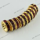 100x Deep Red Crystal Spacer Gold Beads Finding 10mm