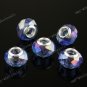 5X BLUE AB CRYSTAL GLASS CHARM HOLE BEADS FIT BRACELET