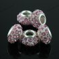 20PCS PINK CRYSTAL RESIN WHITE HOLE BEADS FIT BRACELET