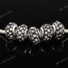 20X CLEAR CRYSTAL RESIN BLACK CHARM BEADS FIT BRACELET