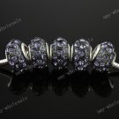 20X VIOLET CRYSTAL RESIN BLACK HOLE BEADS FIT BRACELET