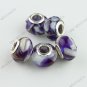 5X PURPLE SHELL RESIN EUROPEAN BEADS FINDINGS 9X14MM