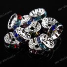 100PCS MULTICOLOR CRYSTAL SPACER CHARM LOOSE BEADS 10MM