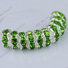 50X Light Green Crystal Silver Spacer Beads Findings Fit Bracelet 8mm WHOLESALE