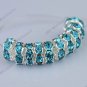 50X Ocean Blue Crystal Silver Spacer Beads Findings Fit Bracelet 8mm WHOLESALE