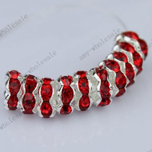 8MM Red Crystal Silver European Spacer Beads Findings Fit Bracelet 10PCS