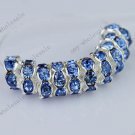 10X Light Blue Crystal Silver European Spacer Beads Findings Fit Bracelet 8mm