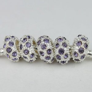 50pcs WHOLESALE VOILET CRYSTAL SILVER SPACER BEADS