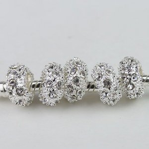 20pcs WHOLESALE CLEAR CRYSTAL SILVER SPACER BEADS