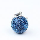 DEEP BLUE CZECH CRYSTAL 925 SILVER PENDANT 14MM