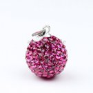 14MM MAGENTA CZECH CRYSTAL 925 SILVER CHARM PENDANT