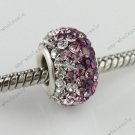 1X Purple Czech Crystal 925 Silver European Hole Beads FIt Snake Charm Chain
