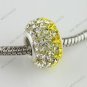 1X Yellow Czech Crystal 925 Silver European  Bead FIt Snake Charm Brecelet