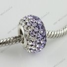 1X Light  Purple Czech Crystal 925 Silver European  Bead FIt Snake Charm Chain