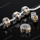 5x Golden Crystal Silver Stopper Clip Beads Finding