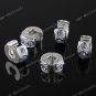 5x Light Blue Crystal Silver Stopper Clip Beads Finding