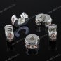 5x Peach Crystal Silver Stopper Clip Beads Fit Bracelet