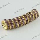 10x Light Purple Crystal Gold Spacer Loose Beads 10mm