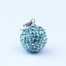OCEAN BLUE CZECH CRYSTAL 925 SILVER PENDANT 14MM