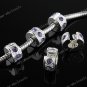 5x Violet Crystal Silver STOPPER CLIP/LOCKS EUROPEAN BEADS Fit Bracelet