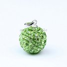 GREEN CZECH CRYSTAL 925 SILVER FASHION PENDANT 14MM