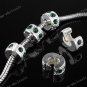 5x Deep Green Crystal Silver Stopper Clip Bead Findings