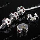 5x Deep Red Crystal Silver Stopper Clip Bead Findings