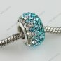 1X Ocean Blue Czech Crystal 925 Silver European  Bead FIt Snake Charm Brecelet