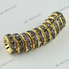 10x Gray Crystal Spacer Gold Loose Beads Findings 10mm