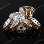 10x Golden Crystal Spacer Silver Beads Jewelry Finding