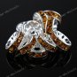 10x Golden Crystal Spacer Silver Beads Jewelry Finding