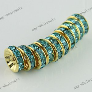 10x Ocean Blue Crystal Spacer Gold Beads Wholesale
