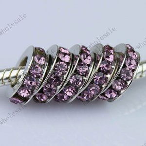 100X Light Purple Crystal  European Beads Findings Fit Charm Bracelet WHOLESALE