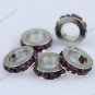 100X Depp Purple Crystal European Beads Findings Fit Charm Bracelet  WHOLESALE