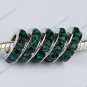 100X Deep Green Crystal Big Hole European Beads Findings Fit  Bracelet WHOLESALE