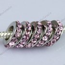 50X Pink Crystal Big Hole European Beads Findings Fit Charm Bracelet WHOLESALE