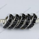 50X Black Crystal Big Hole European Beads Findings Fit Charm 3X10MM WHOLESALE