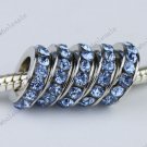 50X Light Blue Crystal Big Hole  Beads Findings Fit Charm Bracelet WHOLESALE