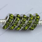 50X Olives Crystal Big Hole Beads Findings Fit Charm Bracelet 3X10mm WHOLESALE