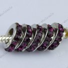 50X Depp Purple Crystal European Beads Findings Fit Charm Bracelet  WHOLESALE