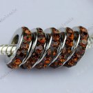 50X Coffee Crystal European Beads Findings Fit Charm Bracelet 3X10 mm WHOLESALE