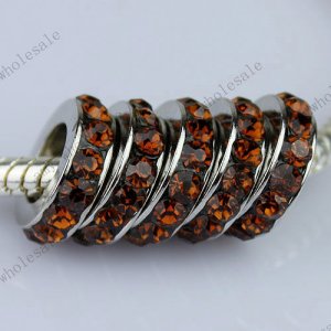 50X Coffee Crystal European Beads Findings Fit Charm Bracelet 3X10 mm WHOLESALE