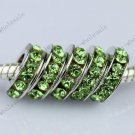 20X Green Crystal Big Hole European Beads Findings Fit Charm Bracelet WHOLESALE