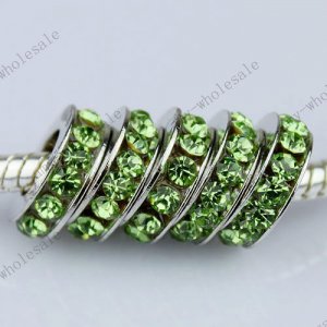 20X Green Crystal Big Hole European Beads Findings Fit Charm Bracelet WHOLESALE