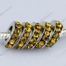 20X Light Golden Crystal Big Hole European Beads Findings Fit  WHOLESALE