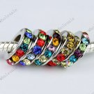 20X Mulitcolor Crystal Big Hole  Beads Findings Fit Charm Bracelet WHOLESALE