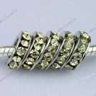 5X Light Yellow Crystal Big Hole European Beads Findings Fit Charm Bracelet