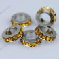 5X Golden Crystal Big Hole European Beads Findings Fit Charm Bracelet 3X10mm