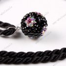 BLACK FLOWER CZECH CRYSTAL 925 SILVER BALL PENDANT